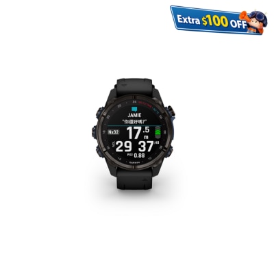 GARMIN Descent MK3si Sapphire Carbon Gray DLC Titanium with Black Silicone – 43mm Smart Watch