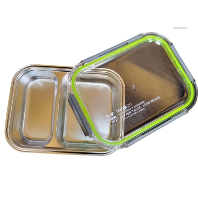 Lexngo Microwavable 316L Stainless Steel Two Compartment Container with ABS Lid - 800ml
