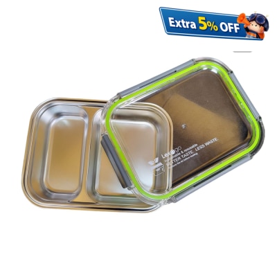 Lexngo Microwavable 316L Stainless Steel Two Compartment Container with ABS Lid - 800ml