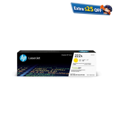 HP 222A Yellow Original LaserJet Toner Cartridge (W2222A)