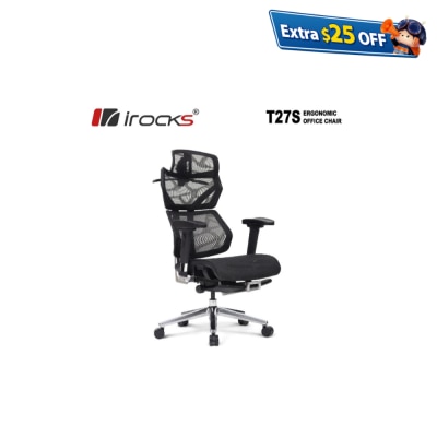 iRocks T27S Ergonomic Cloudmarble Mesh Chair (with Foldable Leg Rest)