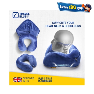 Travel Blue 人體工學連帽記憶棉頸枕TB216