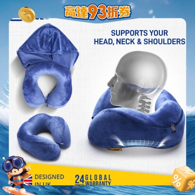 Travel Blue - 人體工學連帽記憶棉頸枕TB216