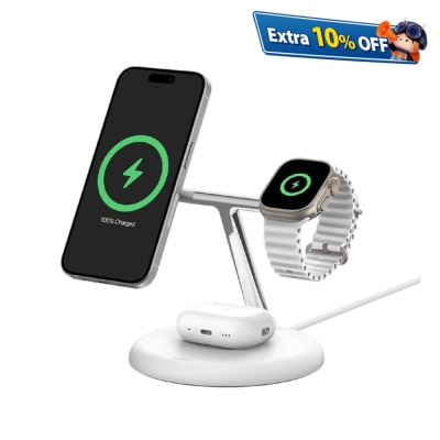 BELKIN BoostCharge Pro 3-in-1 Magnetic Wireless Charging Stand with Qi2 15W