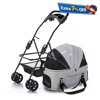 BELLO 车篮分拆款 四轮万向可摺狗狗手推车 加大版 (宠物承重:17kg)