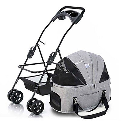 BELLO 车篮分拆款 四轮万向可摺狗狗手推车 加大版 (宠物承重:17kg)