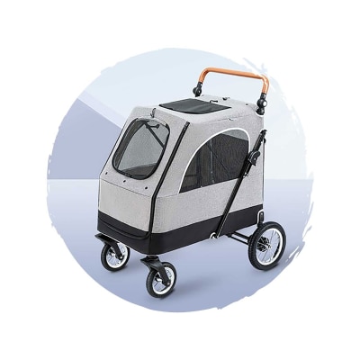 BELLO Detachable Big Dog Four-Wheel Universal Foldable Dog Trolley Grey (Load Weight: 55kg)
