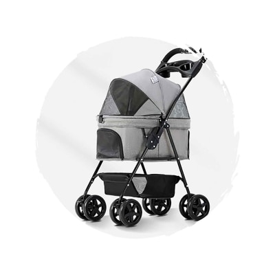 BELLO Fashionable Four-Wheel Universal Foldable Dog Stroller (Pet Weight: 12kg)