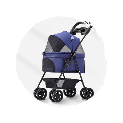 BELLO Fashionable Four-Wheel Universal Foldable Dog Stroller (Pet Weight: 12kg)