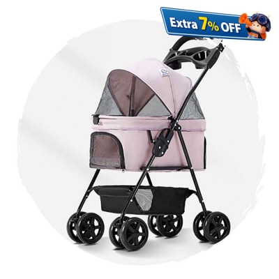 BELLO 時尚版四輪萬向 可摺疊狗狗手推車(寵物承重:12kg)