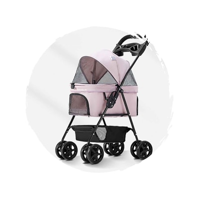 BELLO Fashionable Four-Wheel Universal Foldable Dog Stroller (Pet Weight: 12kg)