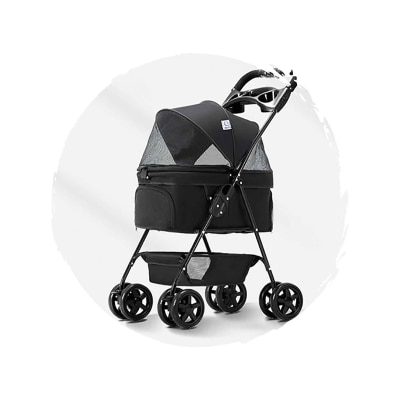 BELLO Fashionable Four-Wheel Universal Foldable Dog Stroller (Pet Weight: 12kg)