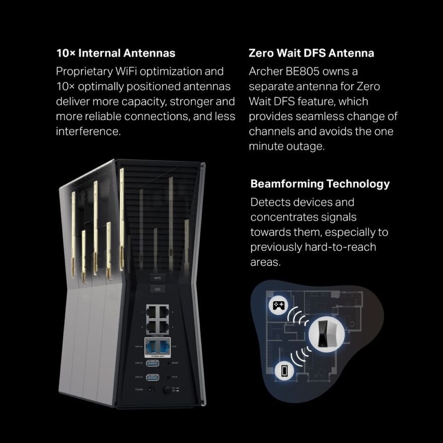 TP-Link Archer BE805 BE19000 Tri-Band Wi-Fi 7 Router | Fortress