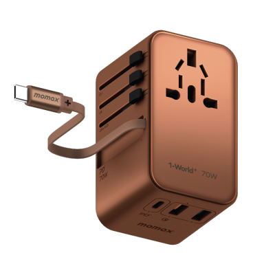 Momax 1-World+ 70W GaN 3-插口 旅行充电插座 充电器