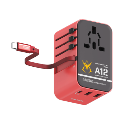 Momax 1-World+ 70W GaN 3-Port w/ Built-in USB-C Cable + AC Travel Adaptor - UA18 Power Charger