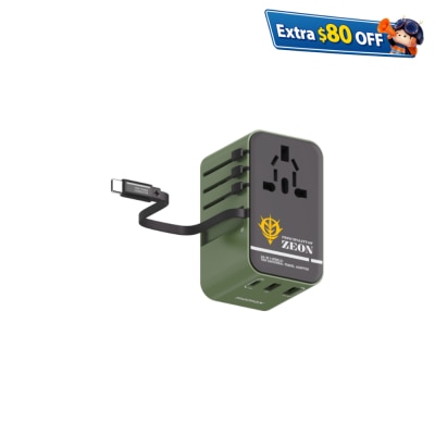 Momax 1-World+ 70W GaN 3-Port w/ Built-in USB-C Cable + AC Travel Adaptor - UA18 Power Charger