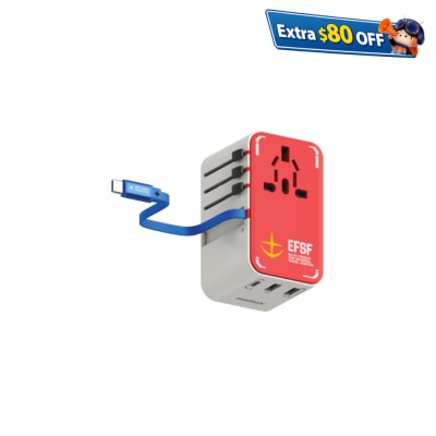 Momax 1-World+ 70W GaN 3-插口 内建 USB-C 充电线 + AC 旅行充电插座 - UA18 充电器