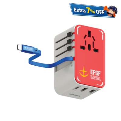 Momax 1-World+ 70W GaN 3-插口 内建 USB-C 充电线 + AC 旅行充电插座 - UA18 充电器