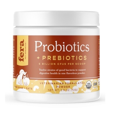 FERA PETS USDA Organic Probiotics with Prebiotics Powder for Dogs & Cats 72g