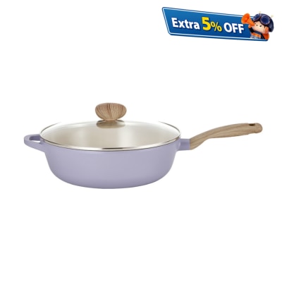 Neoflam Retro Purple Two handle Wokpan 30cm with Glass lid (IH)