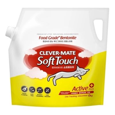 CLEVER-MATE Soft Touch Active Plus 粗粒矿物猫砂 6kg(原箱3包优惠)