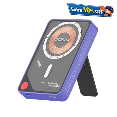 Momax 1-Power X Pro+ 10000mAh 磁吸無線充帶線行動電源連支架 移動電源