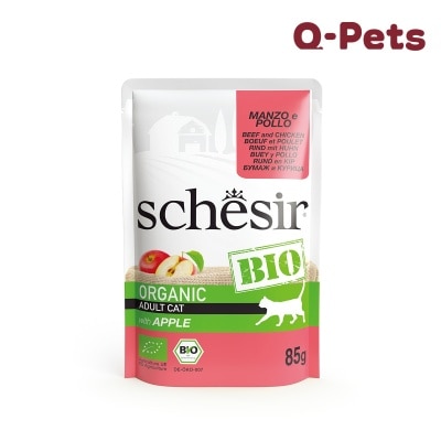 Schesir Bio Beef and Chicken with Apple for adult cat 85 gr.