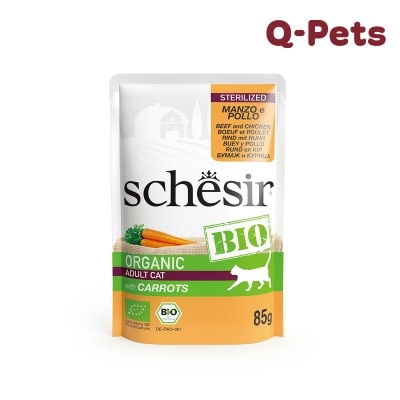 Schesir Bio Beef and Chicken with Carrots for sterilized cats 85 gr.