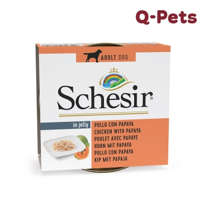 Schesir 全天然雞肉絲木瓜及飯狗罐頭 150G
