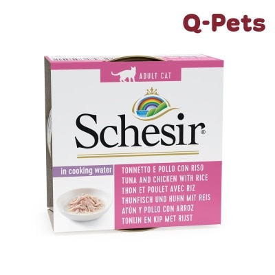 Schesir 全天然吞拿鱼鸡肉饭水煮猫罐头85G