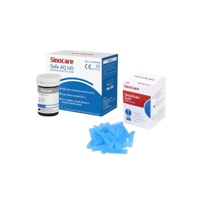 Sinocare BG 50 Safe AQ UG Blood glucose test strips 50's + lancet 50's