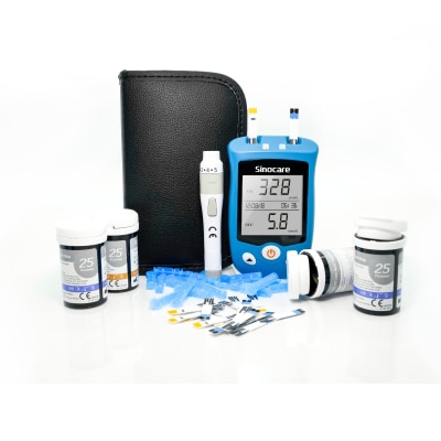 Sinocare AQ UG 血糖机尿酸机2合1主机套装 (主机连50血糖试纸+50尿酸试纸+50针)