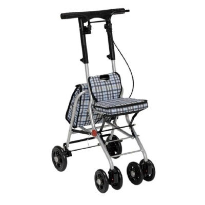 TacaoF 輕量型助行手推車 藍色格仔