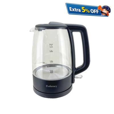 Proluxury PKT908017 玻璃电热水壼1.7L-（黑色）(英国STRIX 温控器)