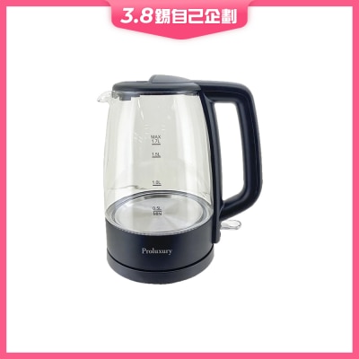 Proluxury PKT908017玻璃電熱水壼1.7L-（黑色）(英國STRIX 溫控器)