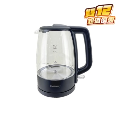 Proluxury PKT908017 玻璃电热水壼1.7L-（黑色）(英国STRIX 温控器)