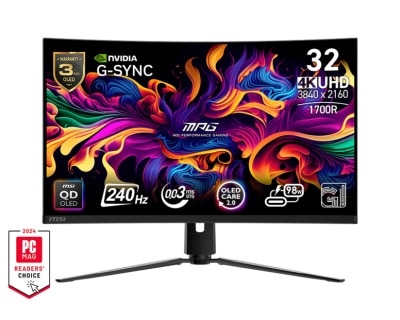 MSI 微星 MPG 321CURX QD-OLED 32" 4K 240Hz 曲面 電競顯示屏