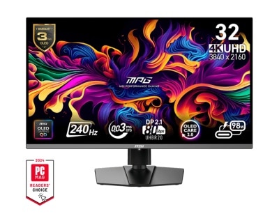 MSI 微星 MPG 322URX QD-OLED 32" 4K 240Hz DP2.1 電競顯示屏