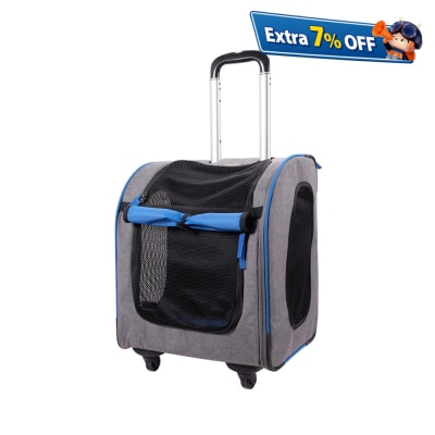 Ibiyaya 新LISO后背平行宠物拉杆包-岩灰蓝