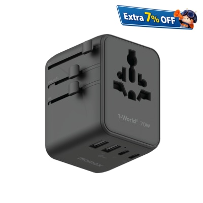 Momax 1-World2 70W 5-Port USB-C Dual AC Travel Adaptor UA22UK