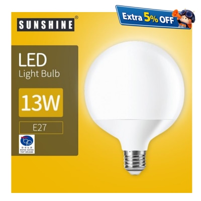 Sunshine LED 燈泡 G95大球型膽 - 13W E27大螺頭 3000K 黃光