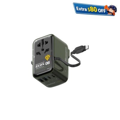 Momax 1-World Flow AC Travel Adapter 4 Port (35W) with Built-in USB-C Cable