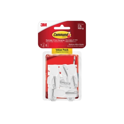 Command - Medium Wire Hook Value Pack, Holds 2 lb (17065-7ES)