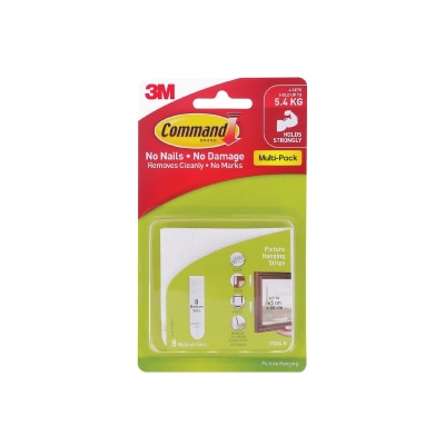 Command - Medium White Picture Hanging Strips, Holds 5.4 kg (17204)