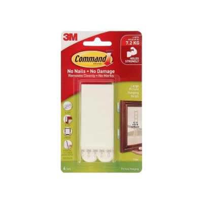Command - Large White Picture Hanging Strips, Holds 7.2kg (17206)