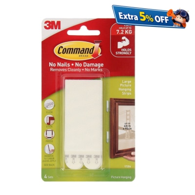 Command Large White Picture Hanging Strips, Holds 7.2kg (17206)