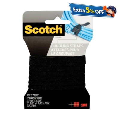 SCOTCH Black Bundling Straps 6 count - 1/2" x 8" (3710)