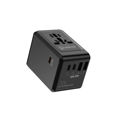 TecADVISOR 70W 笔记本GaN PD 6合1 多功能旅行转换插头，配备 5 个 USB 接口与 Hub 集线器