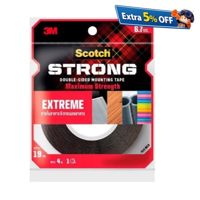 SCOTCH Extreme Indoor & Outdoor Strong Double-sided Mounting Tape (Maximum Strength) 19mm x 4M (414-M19)