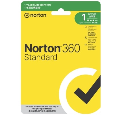 Norton 360 Standard - 1 Year, 1 User, 1 Device (Physical Card Version)